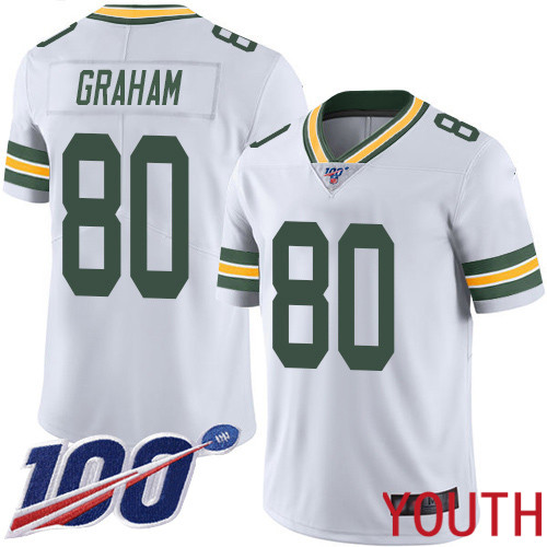 Green Bay Packers Limited White Youth #80 Graham Jimmy Road Jersey Nike NFL 100th Season Vapor Untouchable->youth nfl jersey->Youth Jersey